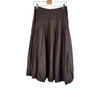 *50% Off for 24 Hours* Rozae Nichole real silk brown white dot midi skirt 6